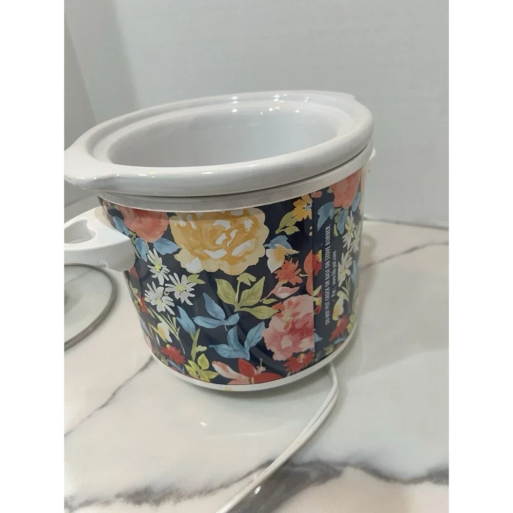 Rare Pioneer Woman 1.5 Quart Slow Cooker Crock Pot - Floral Design - Tested